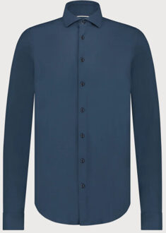 BLUE INDUSTRY Lounge jersey overhemd | - maat 37 (S) Indigoblauw