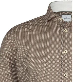 BLUE INDUSTRY Luxe overhemd met mini dessin | Bruin - 45 (XXL)