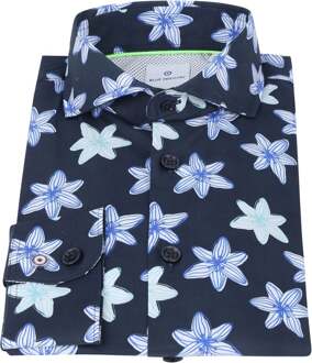 BLUE INDUSTRY Overhemd Bloemen Donkerblauw - 38,39,40,41