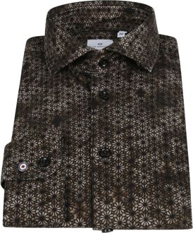 BLUE INDUSTRY Overhemd Bloemen Donkerbruin - 38,43