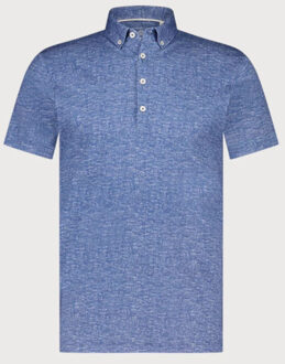 BLUE INDUSTRY Polokraag korte mouw overhemd | - maat XXL Blauw
