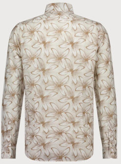 BLUE INDUSTRY Print overhemd bloem | - maat 43 (XL) Taupe