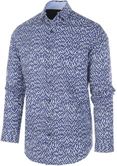 BLUE INDUSTRY regular fit overhemd met all over print blauw/wit/lichtblauw - 38