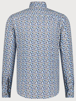 BLUE INDUSTRY Ruitenmotief stretch overhemd | Indigoblauw - 44 (XL)