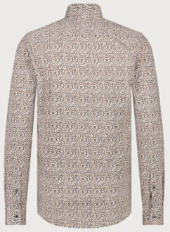 BLUE INDUSTRY Ruitenmotief stretch overhemd | - maat 41 (L) Taupe