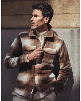 BLUE INDUSTRY Ruitmotief overshirt | - maat XXL Beige