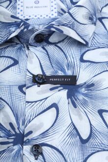 BLUE INDUSTRY Short Sleeve Overhemd Linnen Print Blauw - 38,39,40