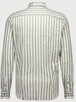 BLUE INDUSTRY Streepmotief jersey overhemd | Bruin/groen - 43 (XL)