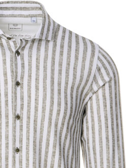 BLUE INDUSTRY Streepmotief jersey overhemd | Groen - 45 (XXL)