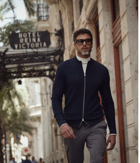 BLUE INDUSTRY Structuur gebreid rits vest | Veelkleurig - XL