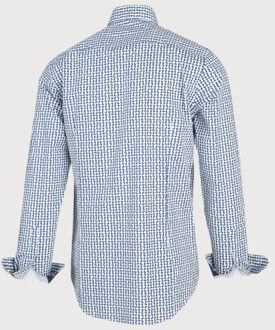 BLUE INDUSTRY Wit blauw print overhemd | - 45 (XXL)