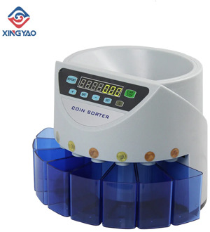Blue Mixed Coin Value Sorter Euro Coin Counter For European Market Coins Counting machine with 8 money tube