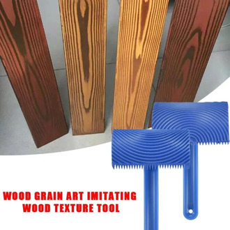 Blue Rubber Wood Grain Paint Roller DIY Graining Painting Handle Wood Painting Tool Grain Roller Tool Pattern Home Wall wit T6I2
