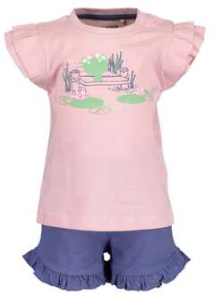 Blue Seven Girls Set van 2 T-shirt + Shorts roze Roze/lichtroze - 68