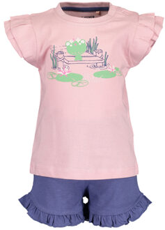 Blue Seven Girls Set van 2 T-shirt + Shorts roze Roze/lichtroze