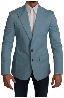 Blue Slim Fit Coat Jacket Martini Blazer Dolce & Gabbana Pre-owned , Blue , Heren