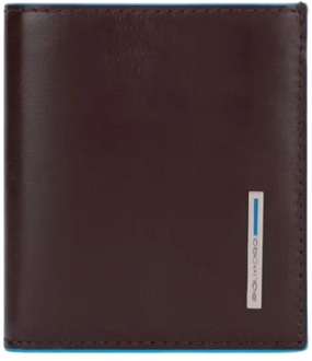 Blue Square Vertical Wallet 10 Cards With Coin Case Mahogany