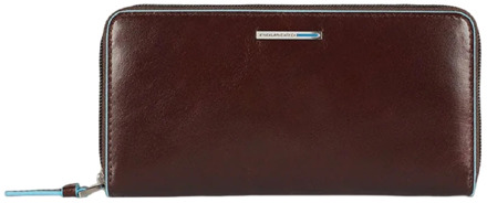 Blue Square Women Zip Long Wallet Mahogany