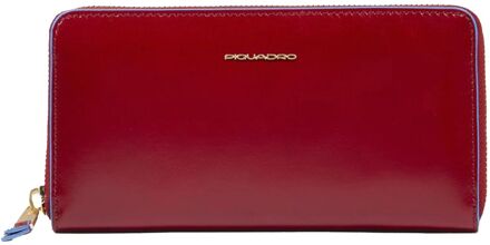 Blue Square Women Zip Long Wallet Red