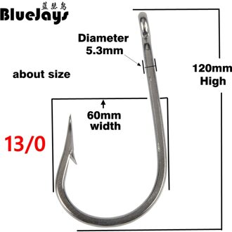 Bluejays 8/0 9/0 13/0 Rvs Big Game Vissen Haken Vis Tonijn Aas Vishaken Grote Haak Grote Haai Haak Tuna hook 13-0-2stk