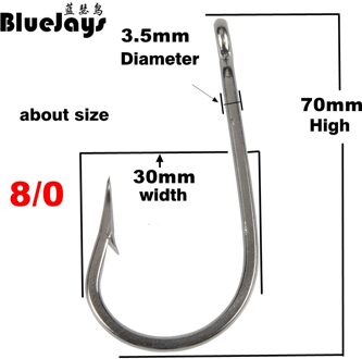 Bluejays 8/0 9/0 13/0 Rvs Big Game Vissen Haken Vis Tonijn Aas Vishaken Grote Haak Grote Haai Haak Tuna hook 8-0-4stk