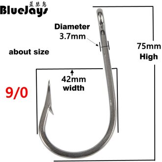 Bluejays 8/0 9/0 13/0 Rvs Big Game Vissen Haken Vis Tonijn Aas Vishaken Grote Haak Grote Haai Haak Tuna hook 9-0-4stk