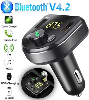 Bluetooth 3.0 Handsfree Car Kit Fm-zender 3.1A Quick Dual Usb Lcd Digitale Voltmeter Tf Card U Disk Aux Speler