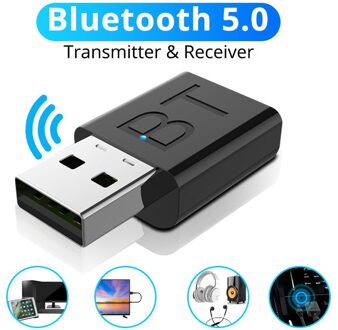 Bluetooth 5.0 Audio-ontvanger Zender 2 In 1 Met Adapter Kabel Usb Interface Ondersteunt Auto Luidsprekers Computer Tv