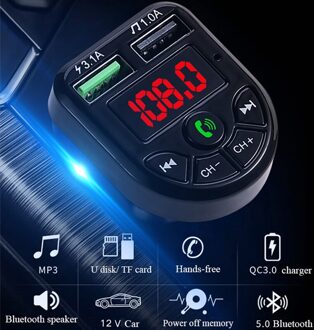 Bluetooth 5.0 Fm Transmitter Car Kit MP3 Modulator Speler Draadloze Handsfree Audio Ontvanger 3.1A Dual Usb Fast Charger