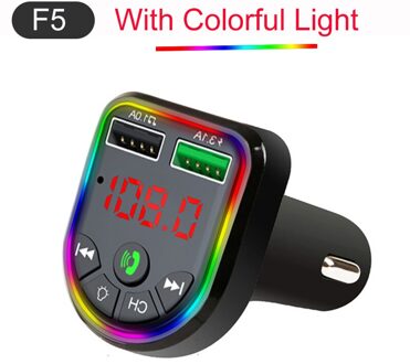 Bluetooth 5.0 Fm Transmitter Car Kit MP3 Speler Handsfree Omgevingslicht Audio Ontvanger 2 Usb Snel Opladen Tf U disk Spelen met colorfu licht