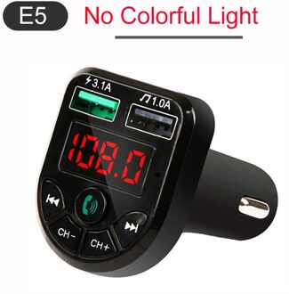 Bluetooth 5.0 Fm Transmitter Car Kit MP3 Speler Handsfree Omgevingslicht Audio Ontvanger 2 Usb Snel Opladen Tf U disk Spelen nee kleurrijk licht