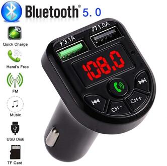 Bluetooth 5.0 Fm-zender Draadloze Handsfree Audio Ontvanger Auto MP3 Speler Tf 3.1A Usb Fast Charger Auto Accessoires