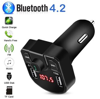 Bluetooth 5.0 Mp3 Speler Handsfree Car Kit Fm-zender TF Card U disk AUX 3.1A Quick Dual USB Charger LCD digitale Voltmeter Bluetooth 4.2