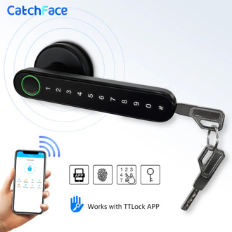 Bluetooth Biometric fingerprint lock with Keys TTlock APP Digital Smart door lock Electronic Handle Lock Wifi Alexa/Google Home