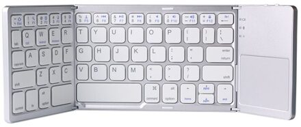Bluetooth-Compatibel Toetsenbord, Opvouwbare Toetsenbord Met Gevoelige Touchpad (Sync Tot 3 Apparaten), tri-Gevouwen Fodable Toetsenbord zilver wit