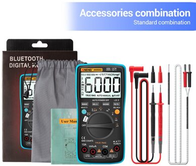 Bluetooth Digitale Lcd Multimeter 6000 Telt Ac/Dc Stroom Spanning Capaciteit Resistance Tester Meter Spanningstester Auto-Range blauw