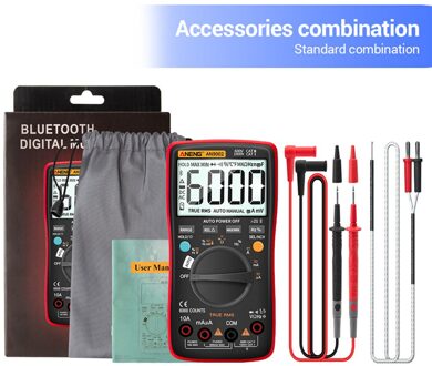 Bluetooth Digitale Lcd Multimeter 6000 Telt Ac/Dc Stroom Spanning Capaciteit Resistance Tester Meter Spanningstester Auto-Range rood
