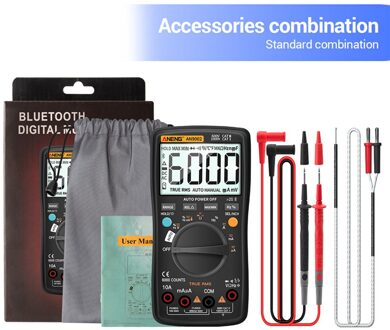 Bluetooth Digitale Lcd Multimeter 6000 Telt Ac/Dc Stroom Spanning Capaciteit Resistance Tester Meter Spanningstester Auto-Range zwart