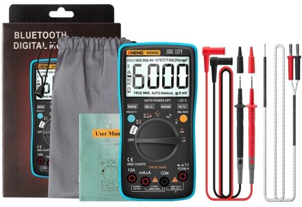 Bluetooth Digitale True Rms 6000 Counts Multimeter Ac/Dc Volt Amp Auto-Variërend blauw AN9002