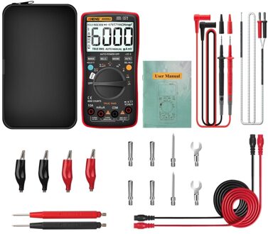 Bluetooth Digitale True Rms 6000 Counts Multimeter Ac/Dc Volt Amp Auto-Variërend rood AN9002 Pro