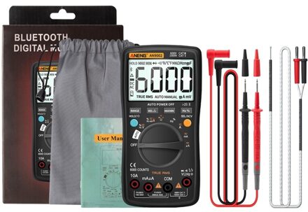 Bluetooth Digitale True Rms 6000 Counts Multimeter Ac/Dc Volt Amp Auto-Variërend zwart AN9002