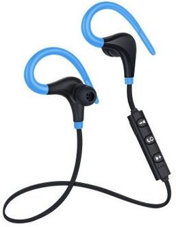 Bluetooth Draadloze Oortelefoon Stereo Oorhaak Sport Ruisonderdrukking Koptelefoon Met Microfoon Headset Voor Xiaomi Voor Samsung Blauw