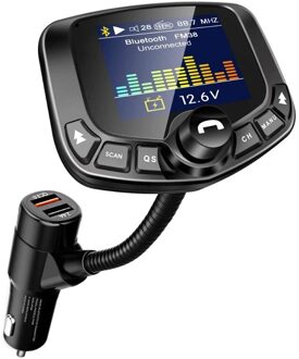 Bluetooth Fm-zender Voor Auto 1.8Inch Scherm Draadloze Radio Adapter Handsfree Car Kit Met QC3.0 & 5V2.4A Opladen