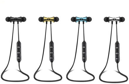 Bluetooth Hoofdtelefoon Oortelefoon Sport Magnetische Oortelefoon Stereo Bass Muziek Oortjes Met Microfoon Oortelefoon Voor S8 Voor Mobiele Telefoon zilver