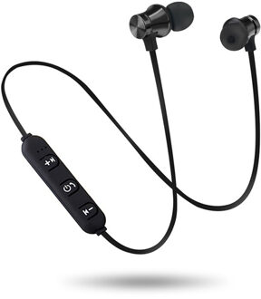 Bluetooth Hoofdtelefoon Oortelefoon Sport Magnetische Oortelefoon Stereo Bass Muziek Oortjes Met Microfoon Oortelefoon Voor S8 Voor Mobiele Telefoon zwart