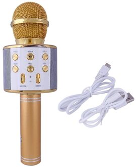 Bluetooth Karaoke Microfoon Draadloze Microfoon Professio Speaker Handheld Microfone Speler Zingen Recorder Mic goud