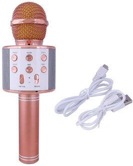 Bluetooth Karaoke Microfoon Draadloze Microfoon Professio Speaker Handheld Microfone Speler Zingen Recorder Mic roos goud