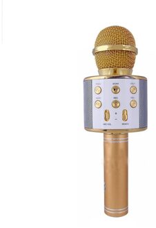 Bluetooth Ktv Draadloze Karaoke Handheld Microfoon Usb Player Mic Speaker Draagbare Kerst Verjaardag Thuis Party WS858 goud
