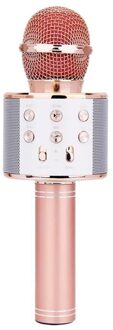 Bluetooth Ktv Draadloze Karaoke Handheld Microfoon Usb Player Mic Speaker Draagbare Kerst Verjaardag Thuis Party WS858 roos goud
