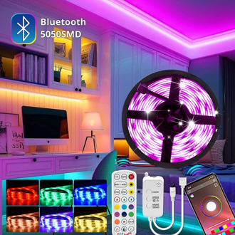 Bluetooth LED Cabinet Light Strip 5050 12V LED Lights Bedroom Decoration with Remote APP Control Atmosphere Indoor Lighting 32ft